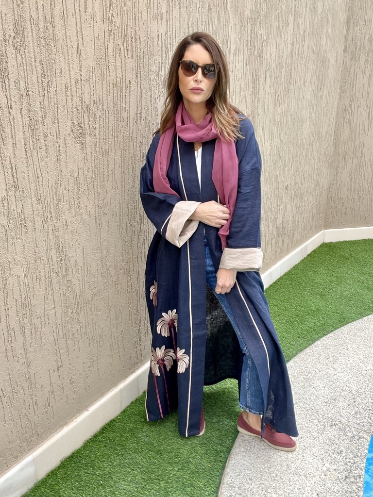 Navy/ plum kimono