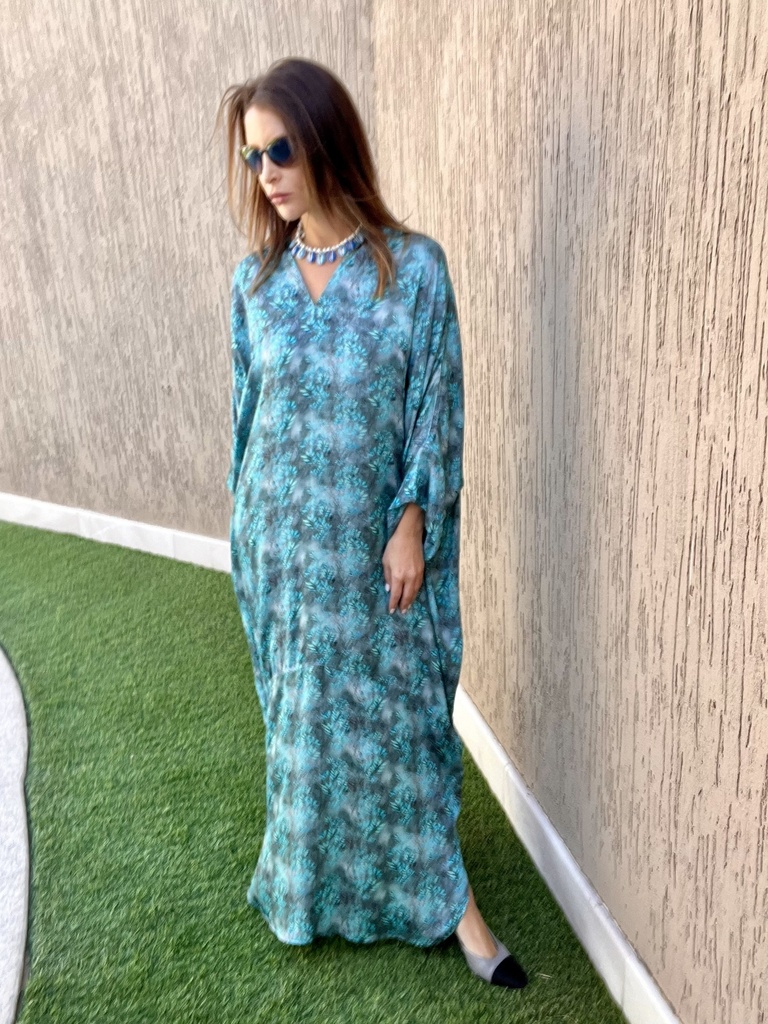 Aquamarine cotton silk