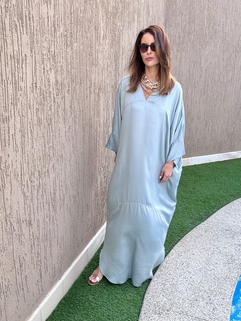 Teal blue cotton satin blend