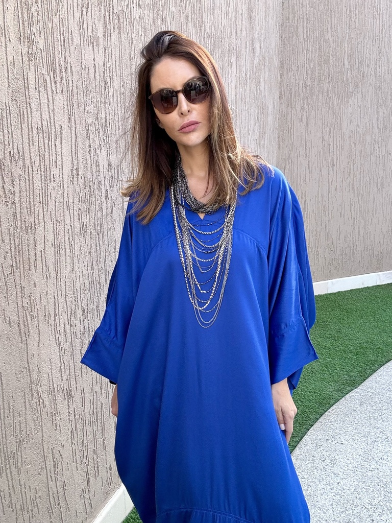Electric blue cotton satin blend