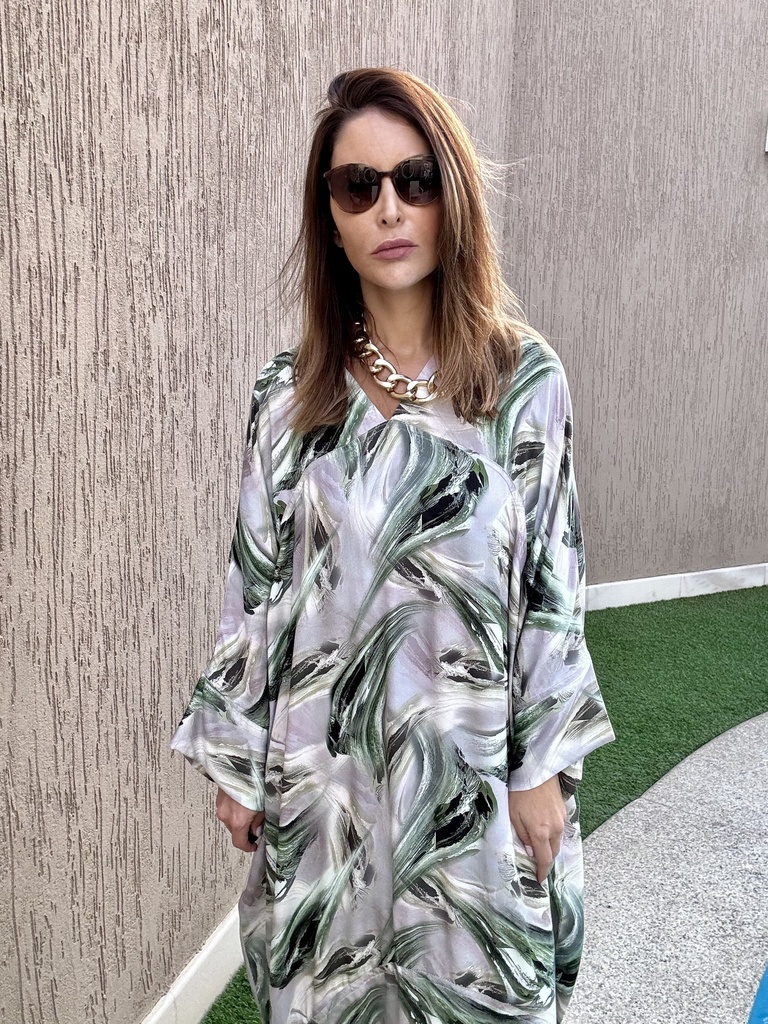 Super bloom green cotton silk