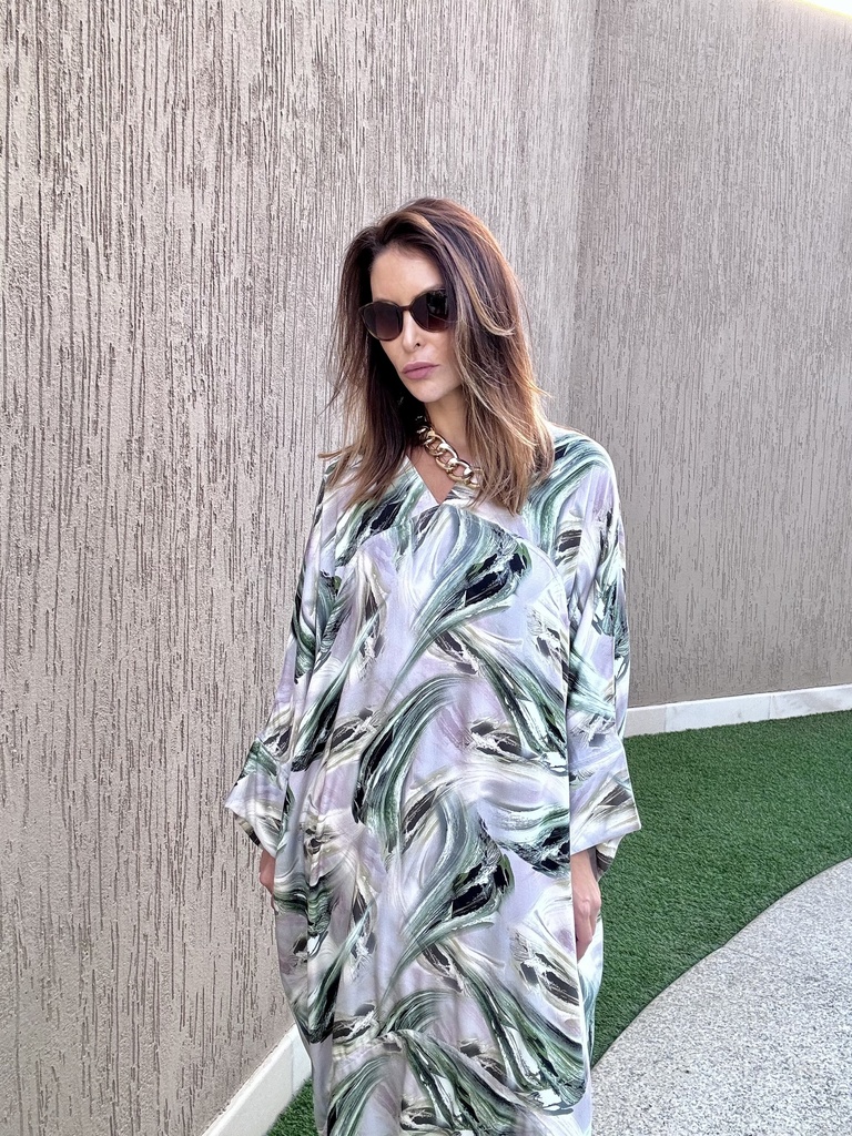 Super bloom green cotton silk