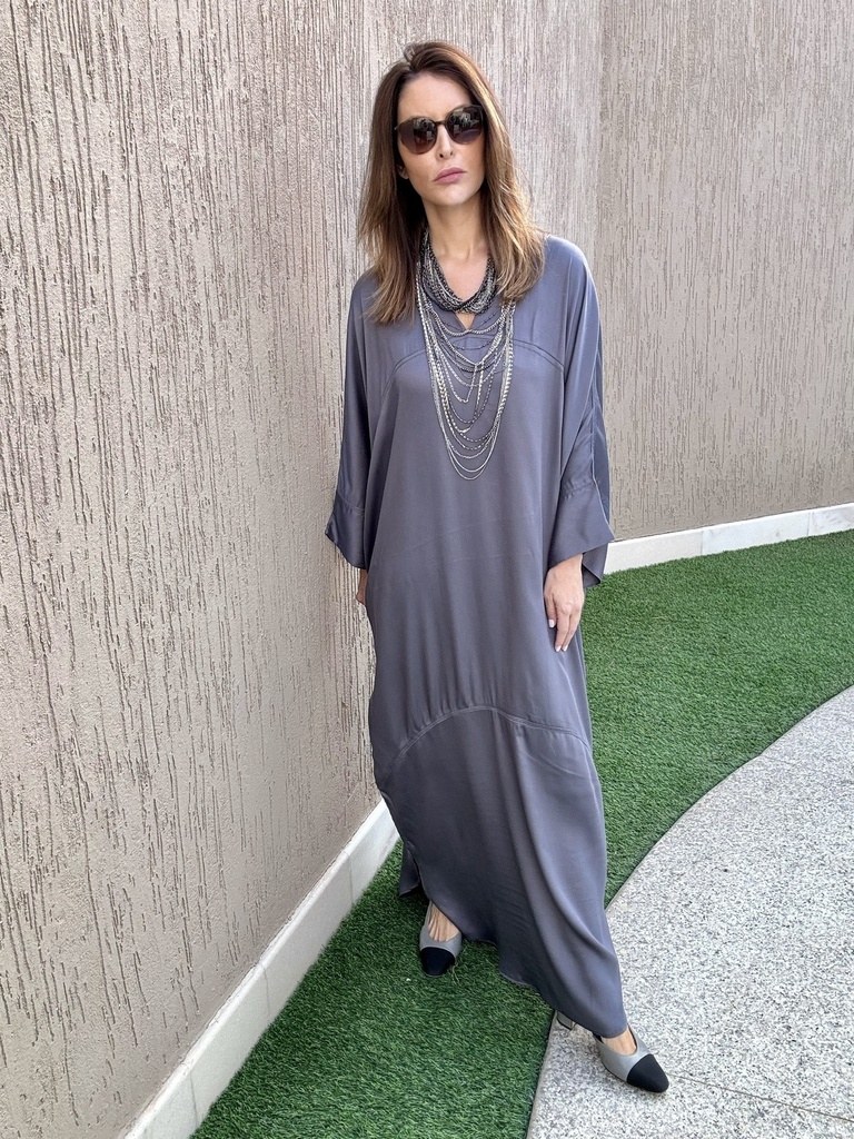Grey/blue cotton satin blend