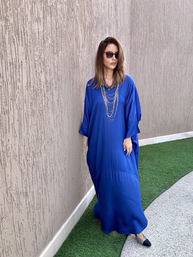 Electric blue cotton satin blend