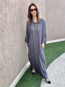Grey/blue cotton satin blend